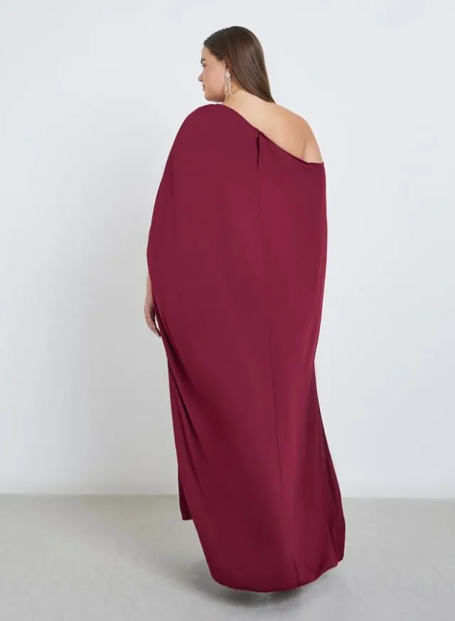 Plus Size Cape Sleeve Slit Maxi Dress – image 5