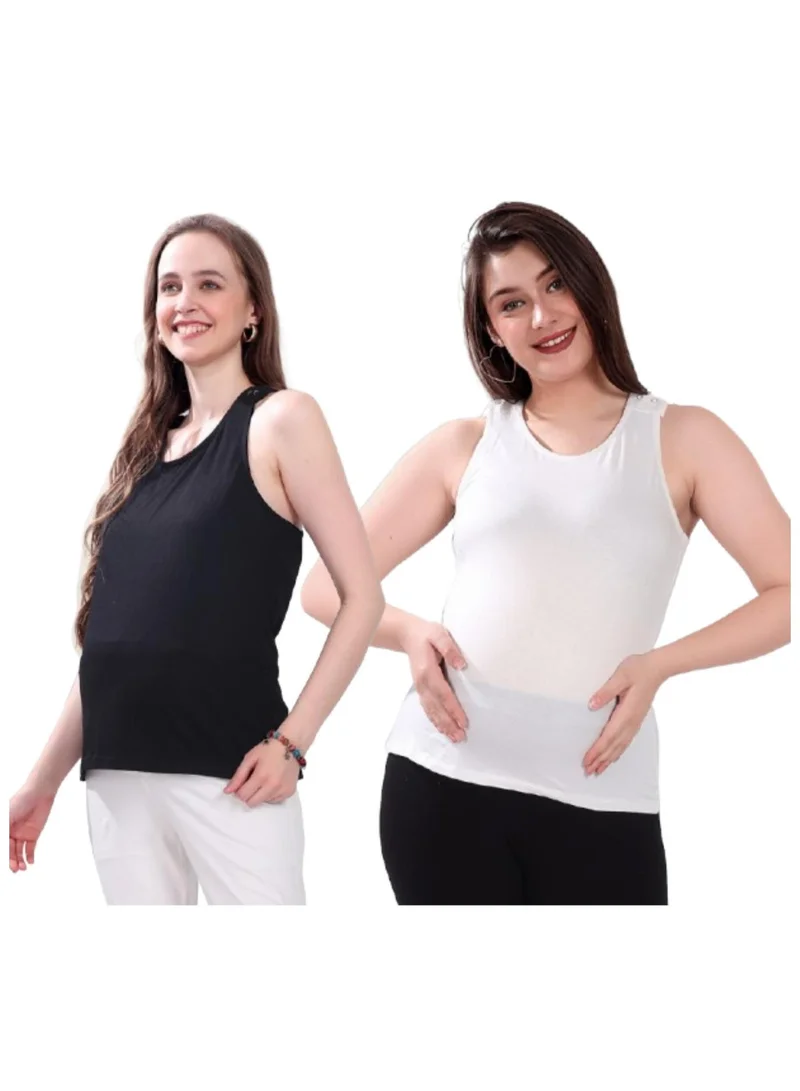 TUMMY Maternity and Nursing Tank Top 2-Pack Black