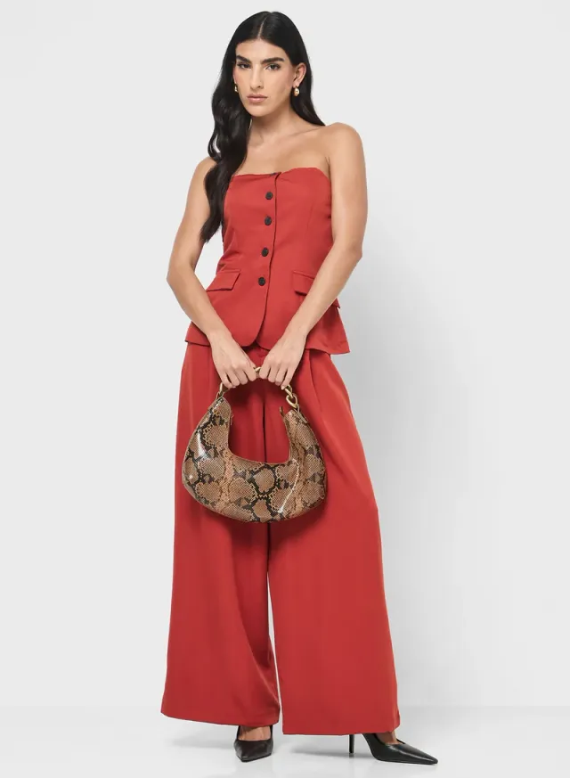 Women's Burgundy Bandeau Vest and Full-Length Pants Set – image 5