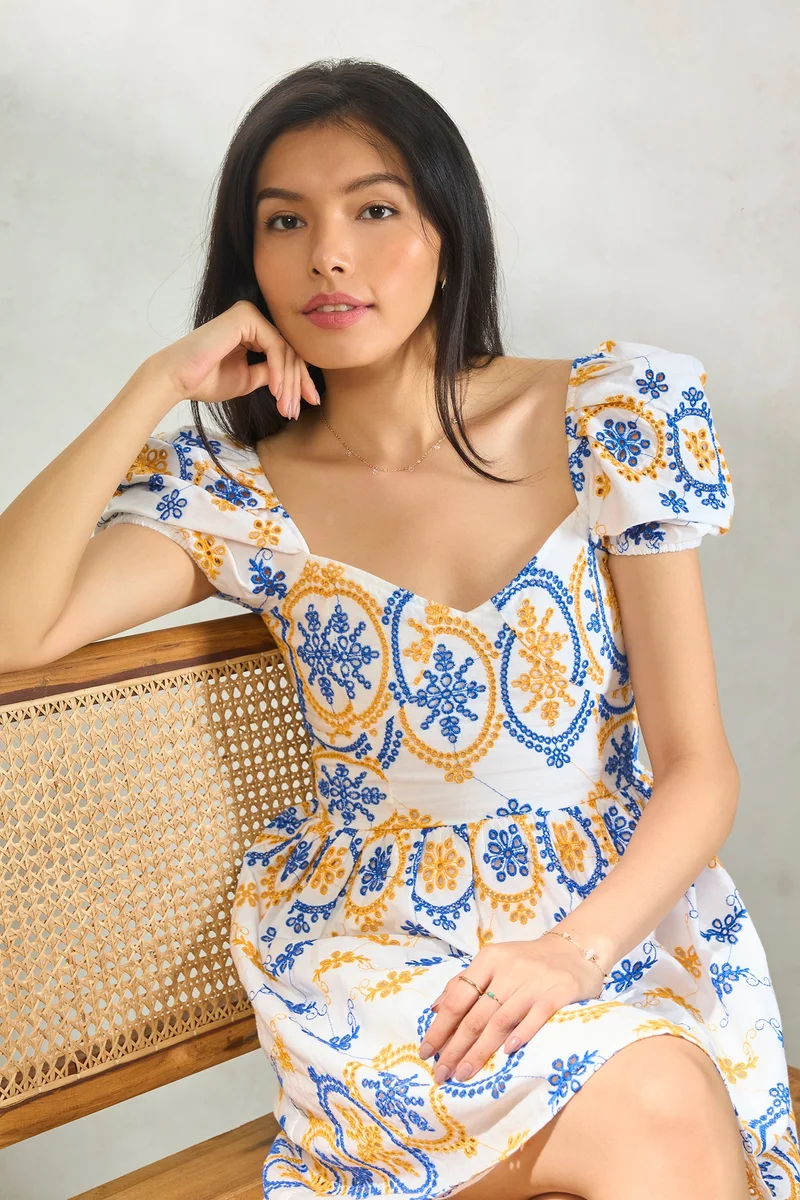 Floral Print Dress White