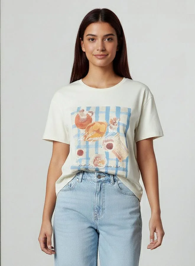 Lee Cooper Printed Regular Fit Cotton T-shirt White