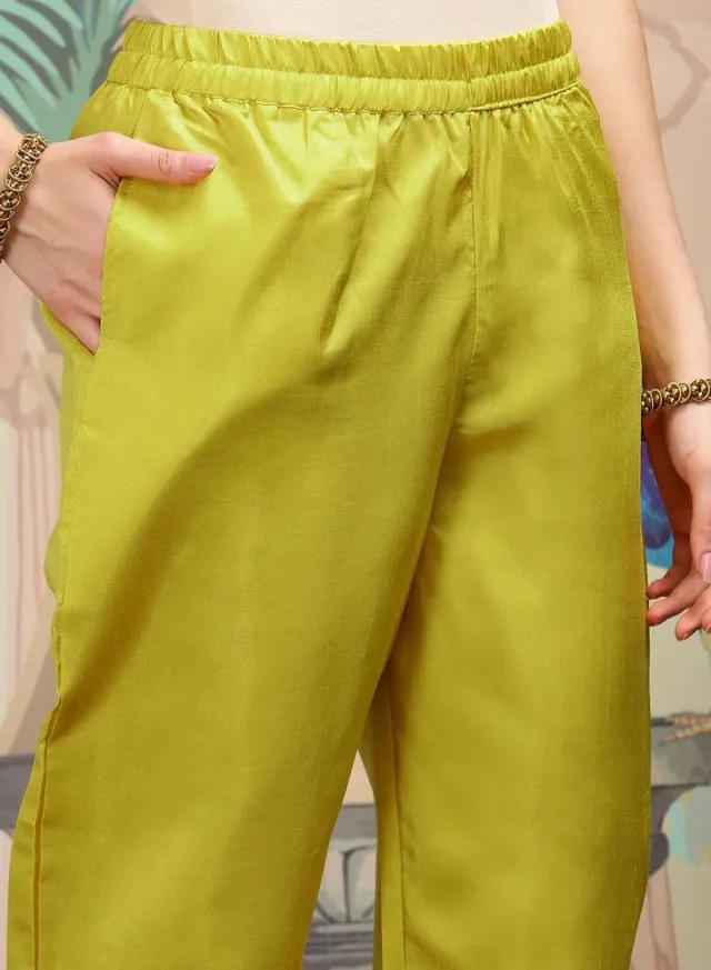 Women's Mustard Twill Silk Palazzo Kurta Set with Dupatta – image 5