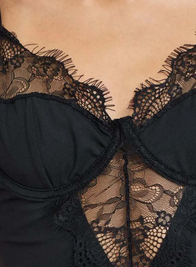 Lace Detail Bodysuit Black – image 3