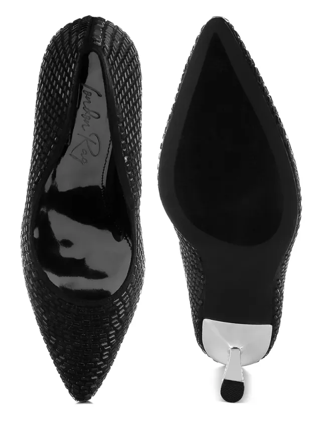 Rhinestone Embellished Pumps Black – image 4