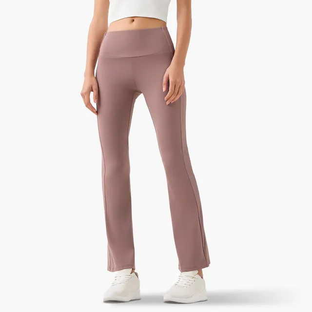 Regular Fit Flared Leggings with Ribbed Panel