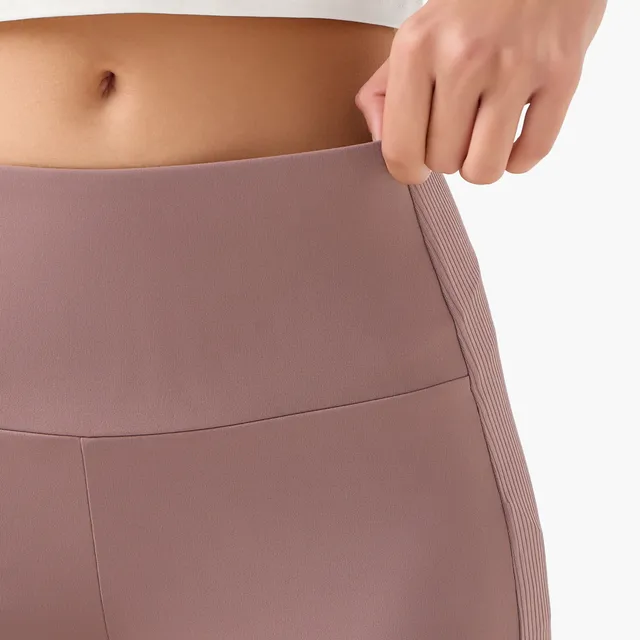 Regular Fit Flared Leggings with Ribbed Panel – image 5