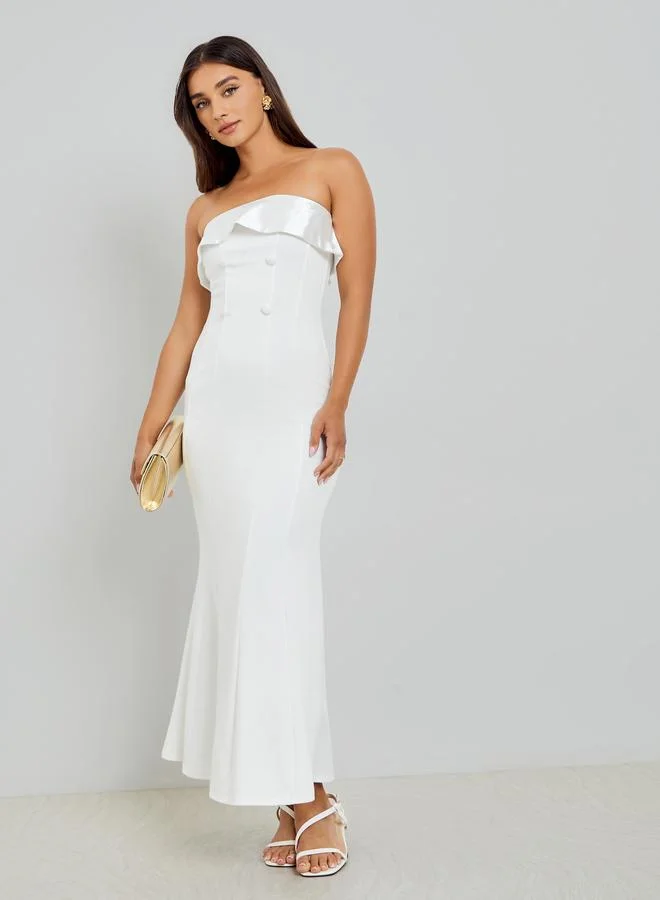 Bandeau Maxi Evening Dress White