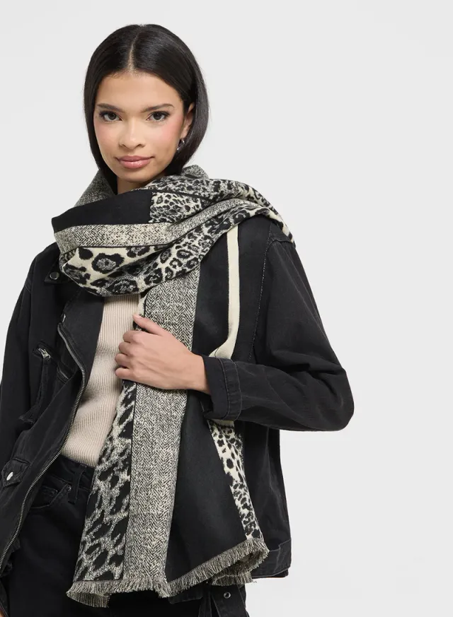 Light Weight Long Mix  Leopard Print Winter Scarf – image 3