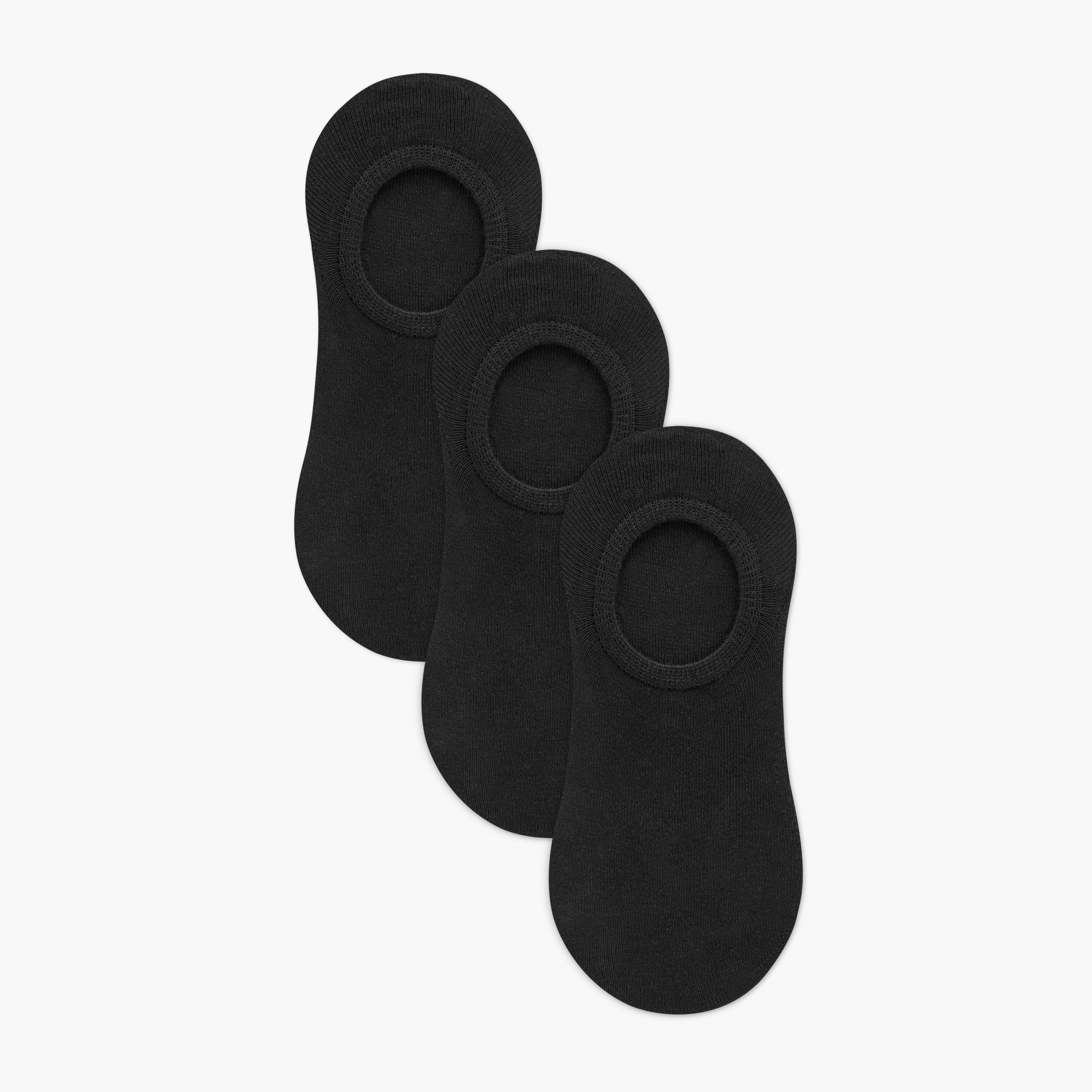 3-Pack Antibacterial Ribbed Invisible Socks Black