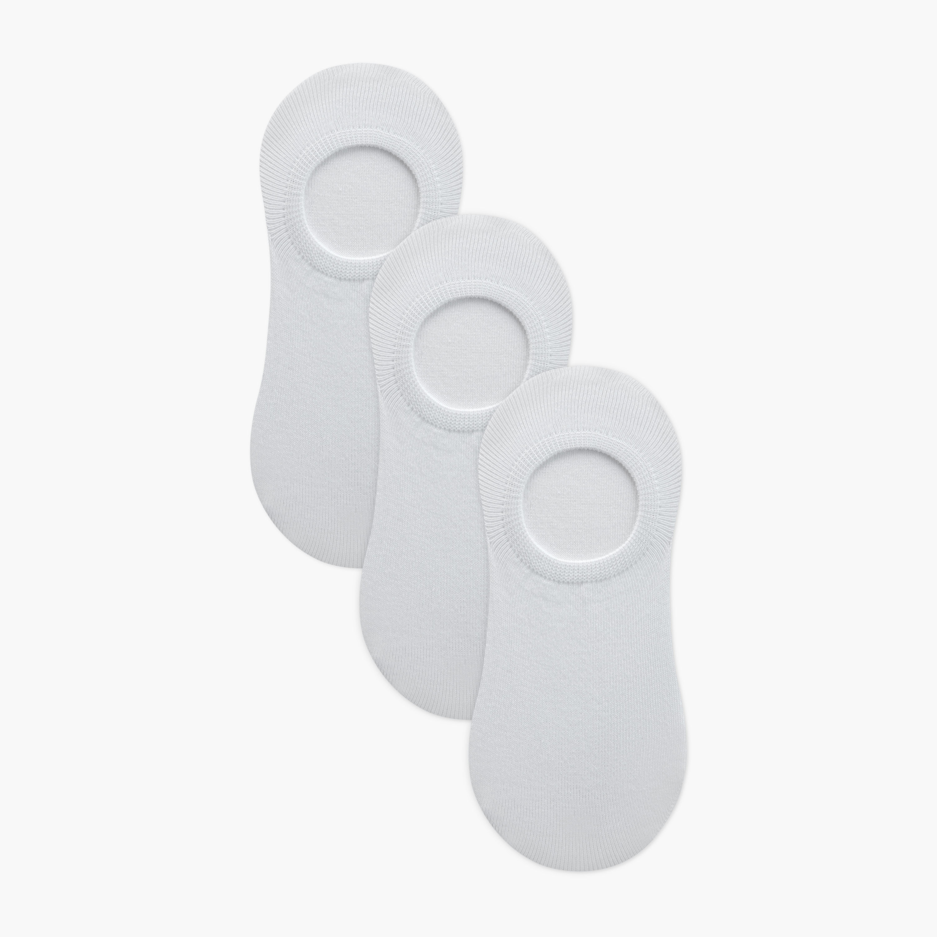 3-Pack Ribbed Antibacterial Invisible Socks White