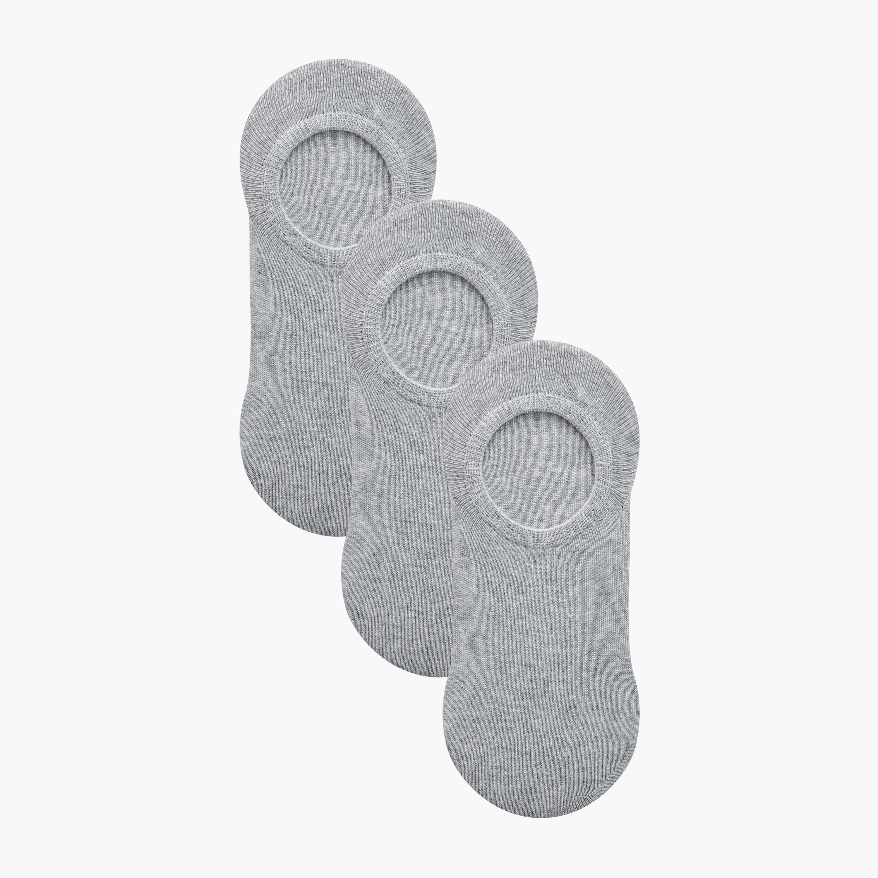 3-Pack Ribbed Antibacterial Invisible Socks Grey
