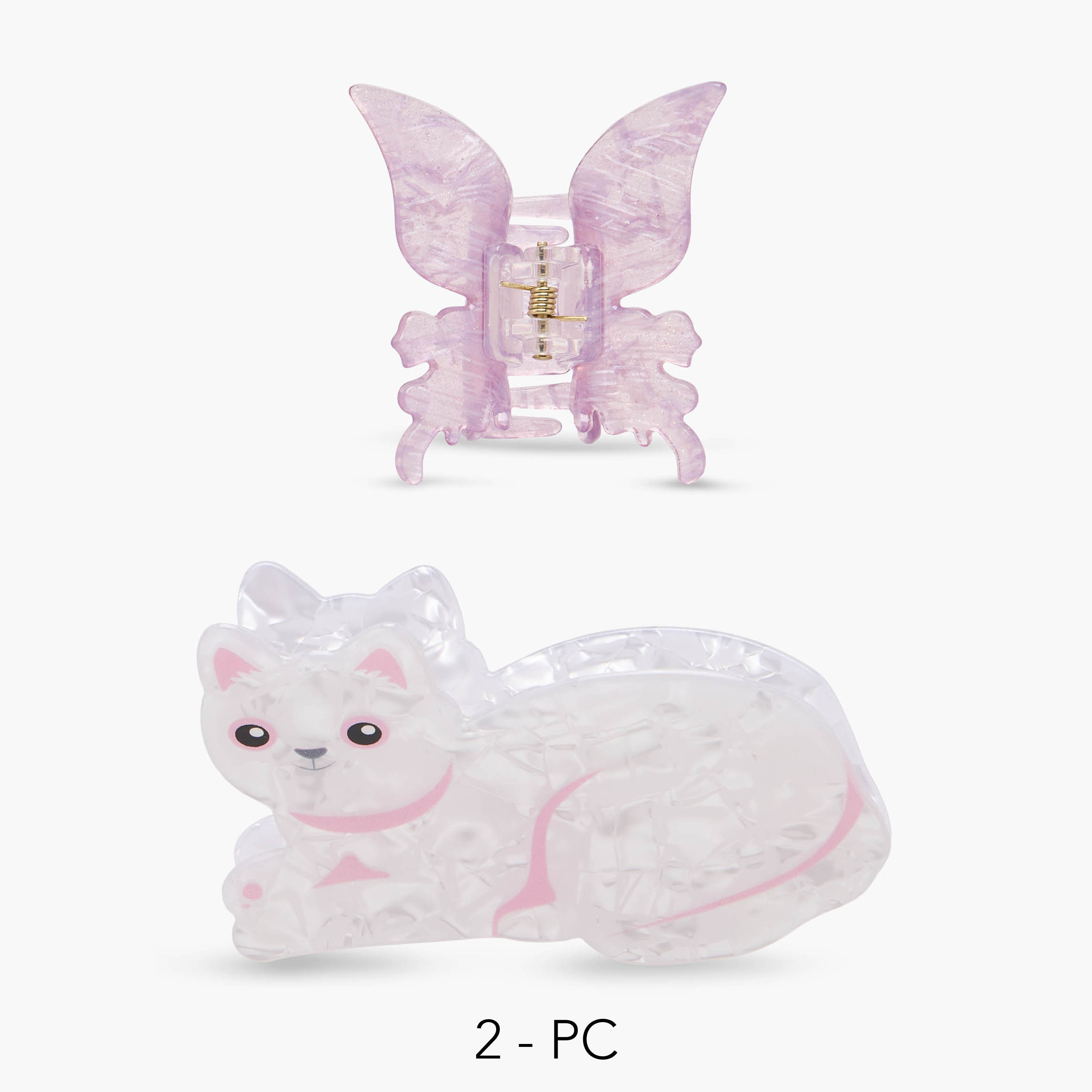 Pack of 2 Butterfly and Cat Shaped Hair Clamp