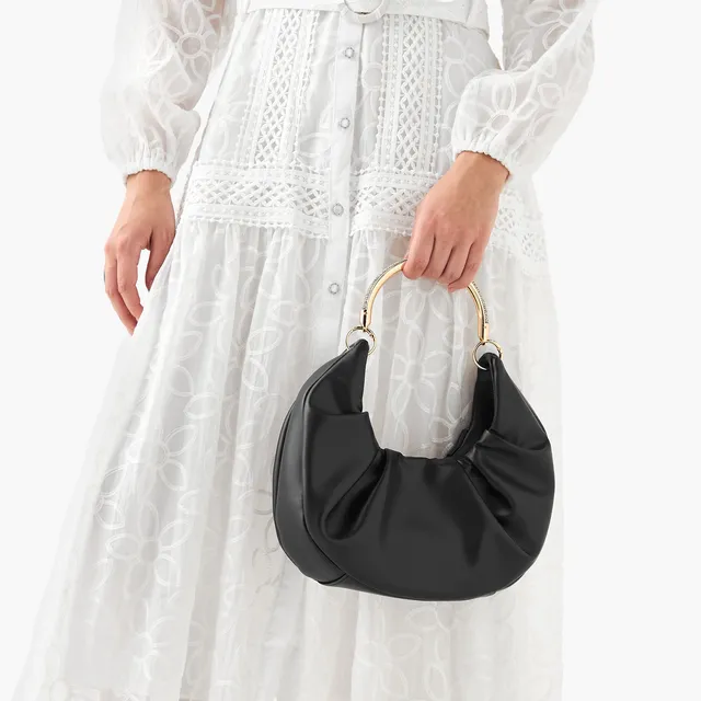 Ruched Crescent Hobo Bag with Adjustable Strap and Magnetic Closure – image 2
