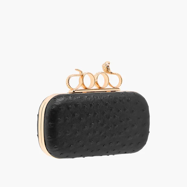 شنطة كلاتش بارزة الملمس بحزام سلسلة قابل للفصل – صورة 4