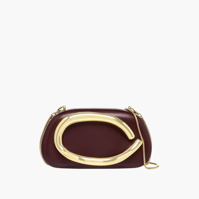 Metallic Accent Clutch with Detachable Chain Strap