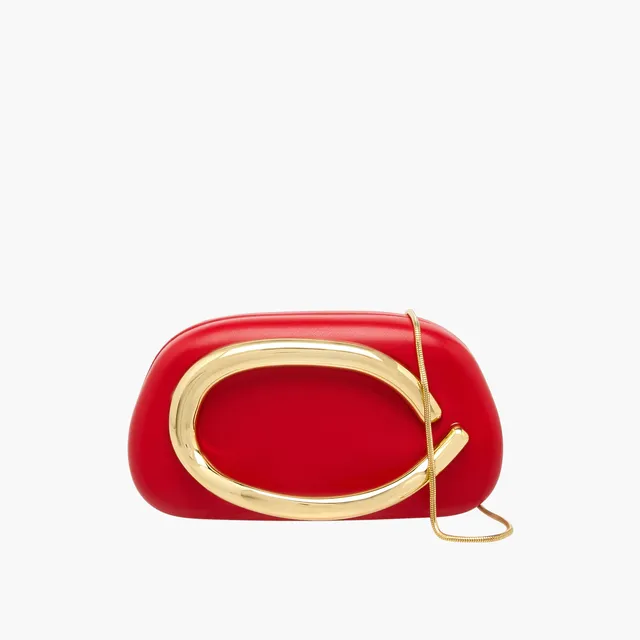 Metallic Accent Clutch with Detachable Chain Strap