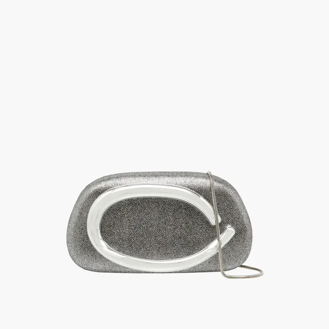 Metallic Accent Clutch with Detachable Chain Strap