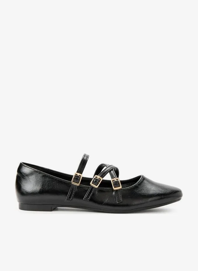 Women's Buckle Ballerina Shoes Black