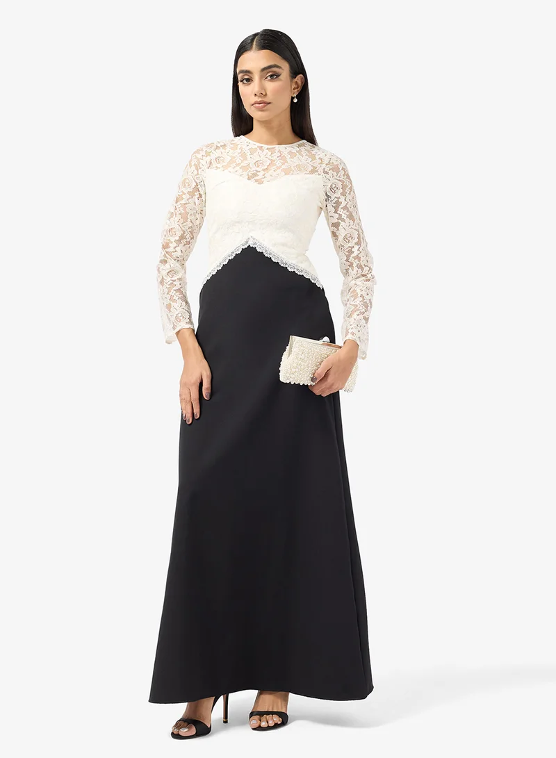 Lace Bodice Colorblock Dress
