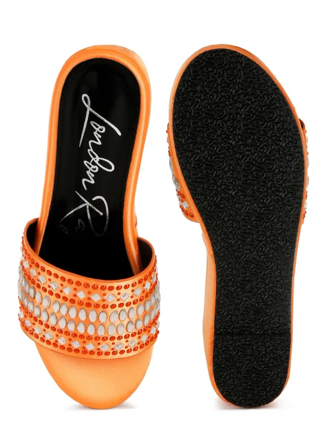 Diamante Rhinestone Flatform Sandals Black – image 4
