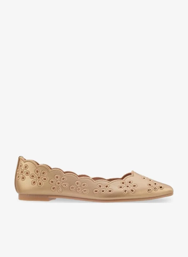 Women's Laser Cut Ballerinas Dark Khaki