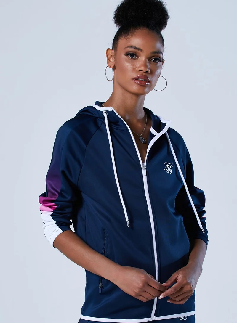 Athlete Stripe Hooded Track Jacket Deep Blue