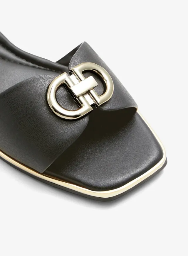BELLENOR Metal Accent Flat Sandals Black – image 5