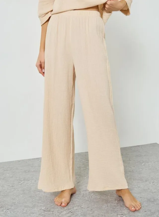 Cotton Gauze Tie Front Wide Leg Pyjama Set – image 4