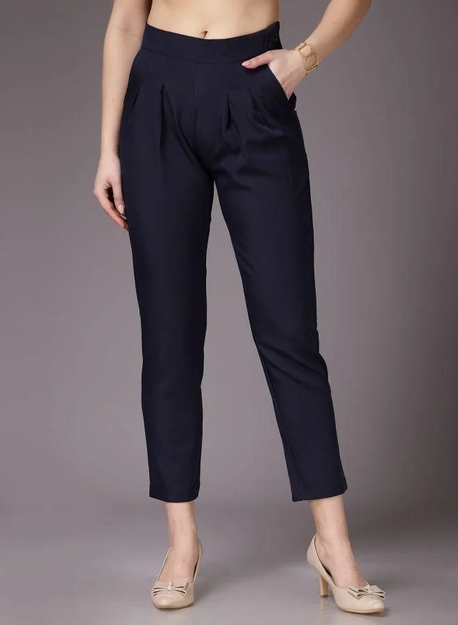 Women's Mid-Rise Pleated Pants Mood Indigo