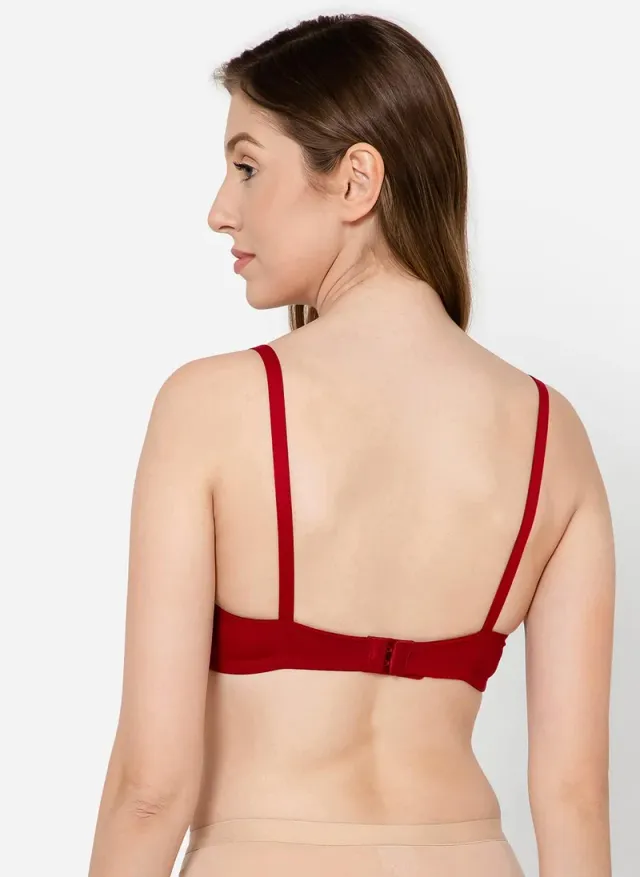 Clovia Cotton Non-Padded Spacer T-shirt Bra - Maroon – image 4