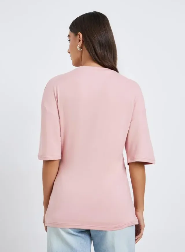 Women's Twist Front Oversized T-Shirt Peach – image 5