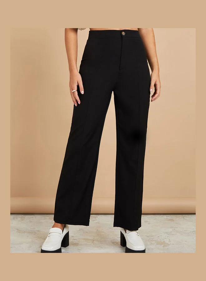 High Rise Straight Leg Trouser Black