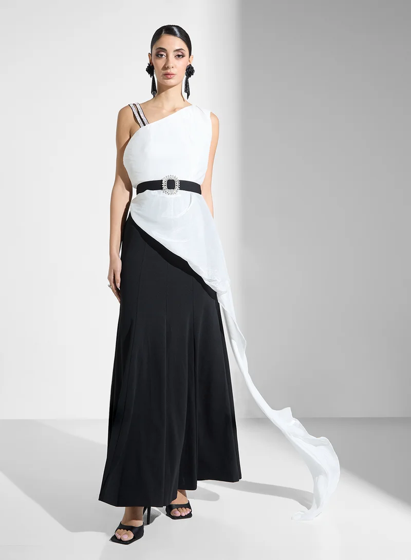Asymmetric Maxi Dress Black