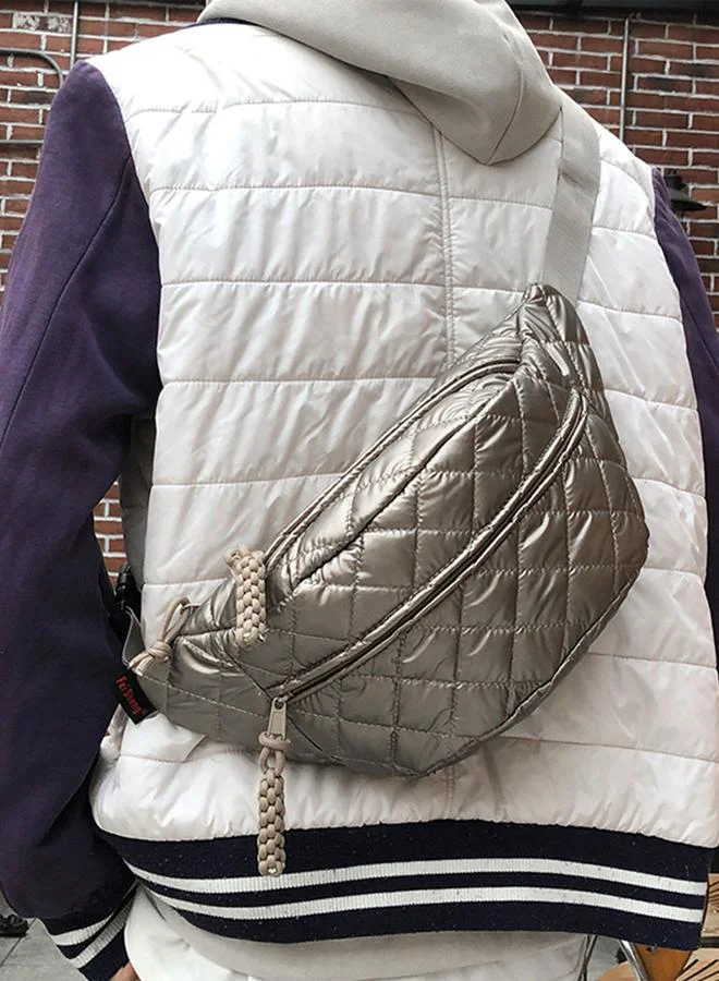 Take Two Metallic Texture Crossbody Bag Silver