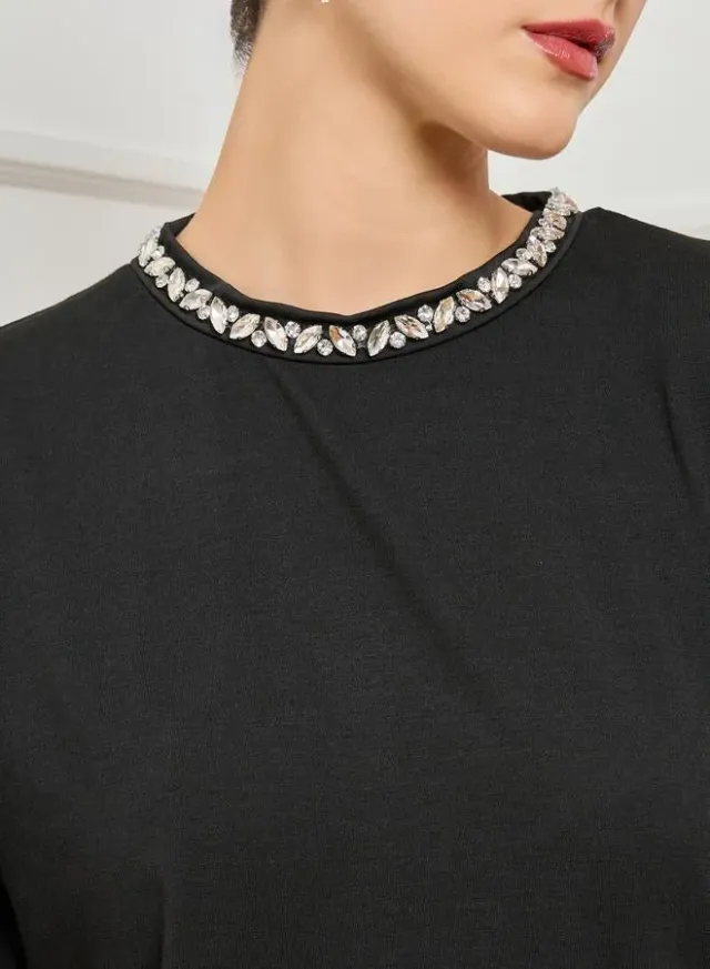 Women's Embellished Oversized T-Shirt Black – image 3