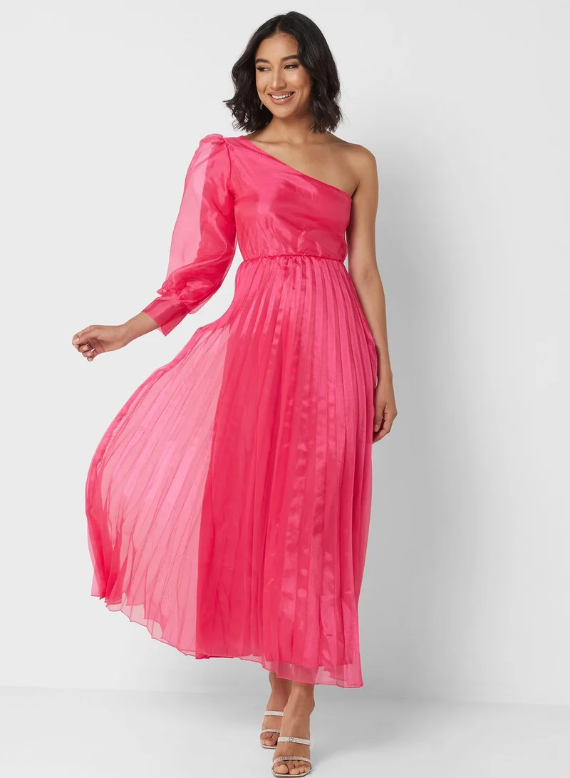 Pleated Asymmetric Dress
