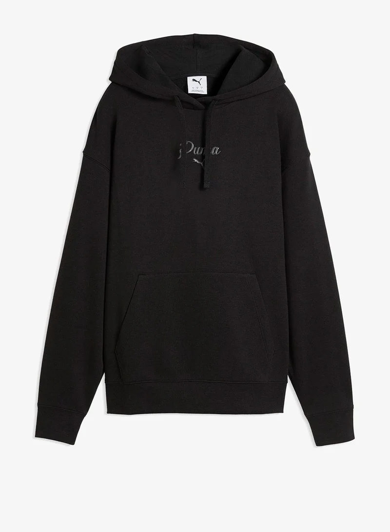 Essential Script Hoodie Black