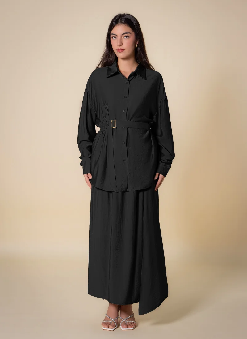 Belted Skirt Set Black