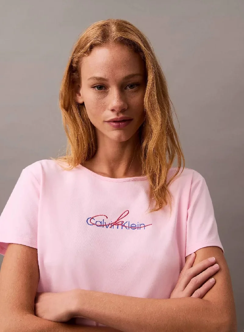 Slim Script Logo T-Shirt Pastel Pink