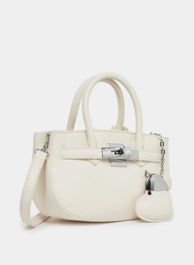 Styli Dual Handle Heart Drop Handbag Beige
