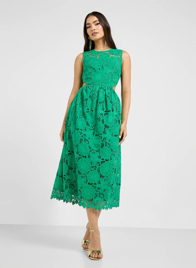 Lace Cutout Midi Dress