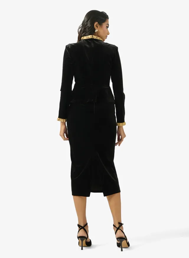 Black High Neck Blazer and Column Skirt Set for Ramadan – image 2