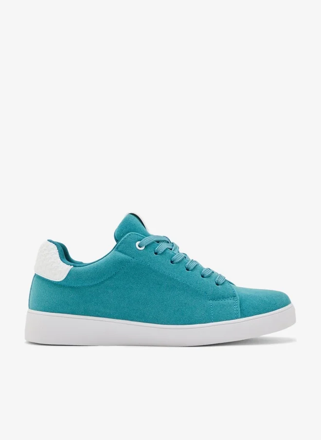 Faux Suede Stripe Detail Sneakers Teal