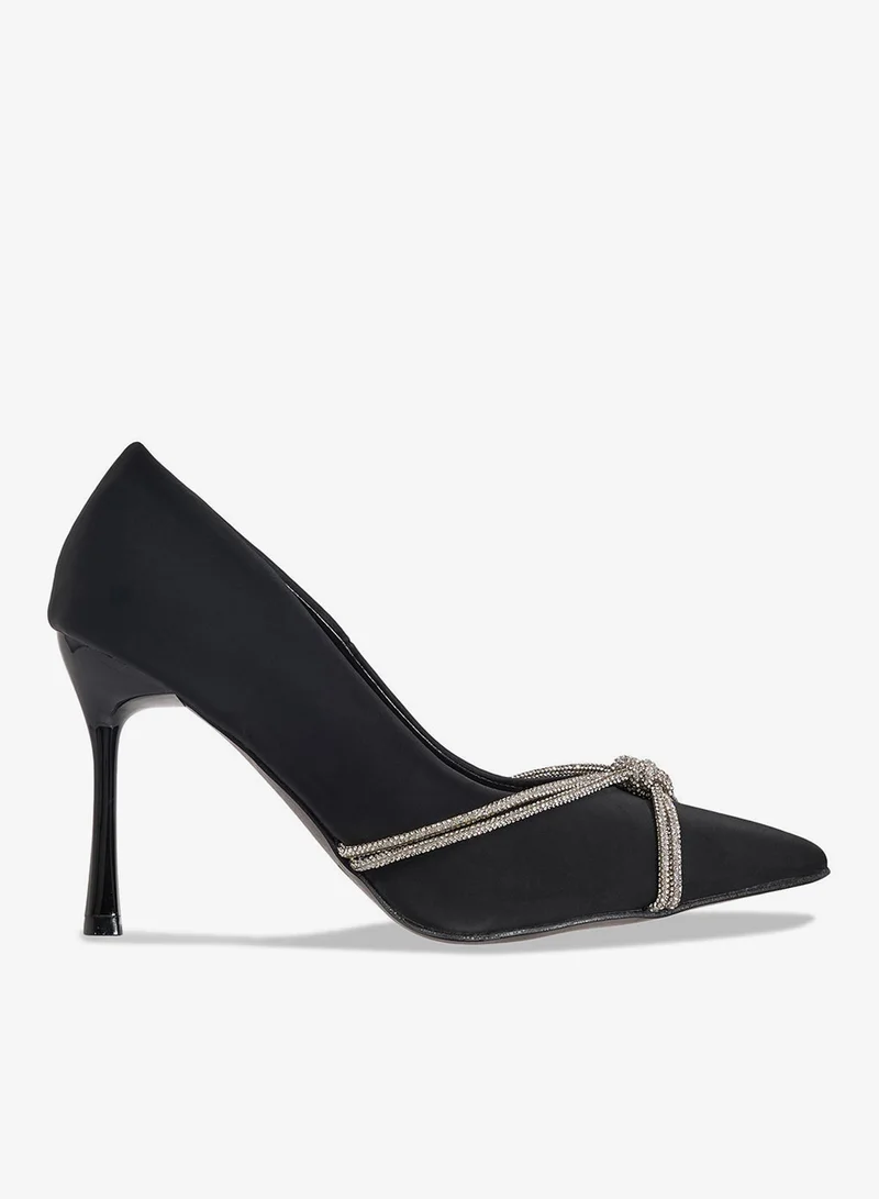 Diamante Heeled Pump Black
