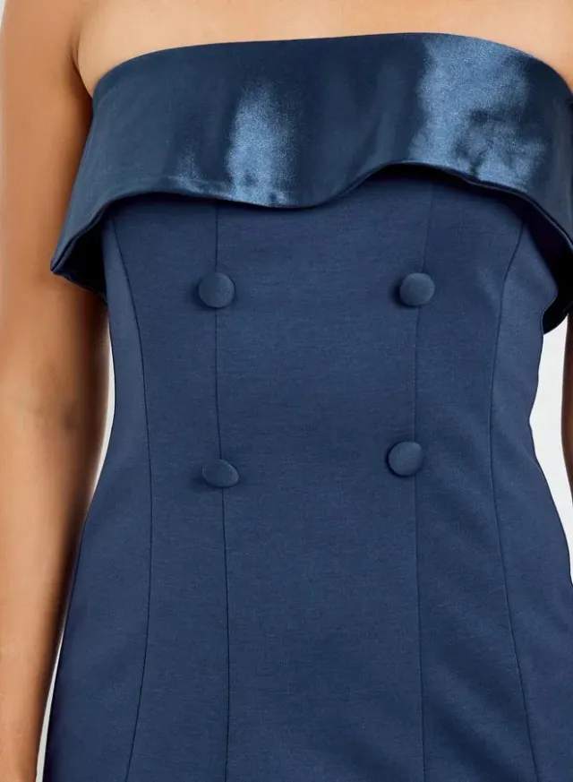 Women's Navy Viscose Blend Off-Shoulder Maxi Dress – image 5