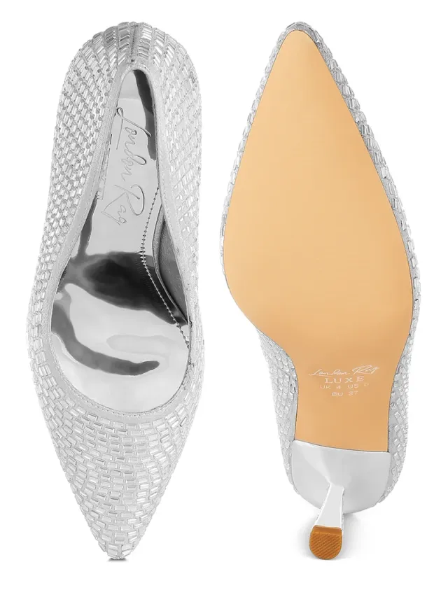 Rhinestone Embellished Pumps Black – image 4