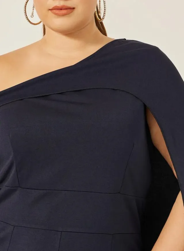 Plus Size Cape Sleeve Slit Maxi Dress – image 4