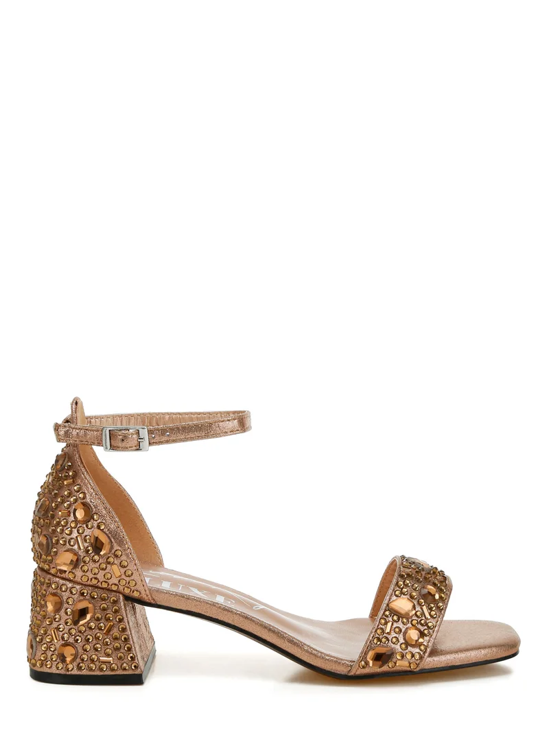 Rhinestone Shimmer Sandals Bronze