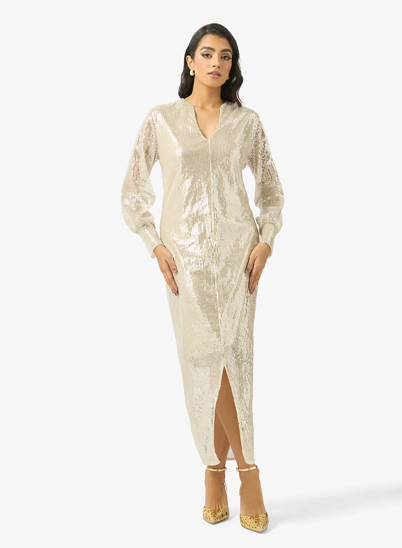 Shimmer Puff Sleeve Dress