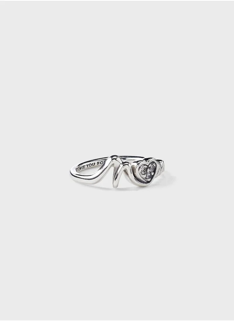 Pavé Heart Mum Ring
